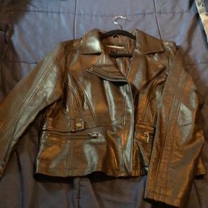 Dark Brown Faux Leather Light Jacket